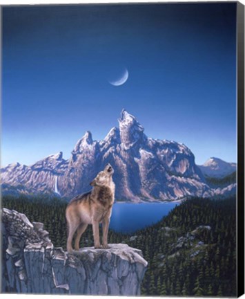 Framed Moon Wolf Print