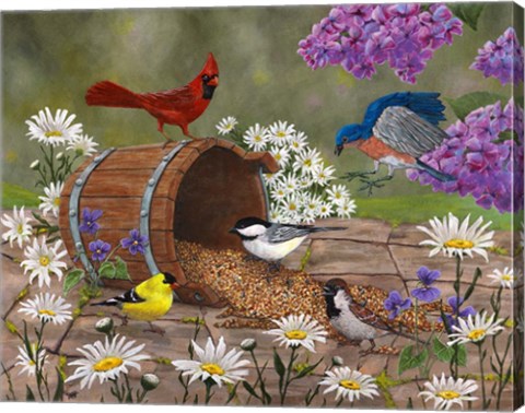 Framed Bucket Birds Print