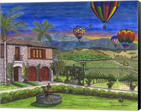 Framed Vineyard Balloons Print