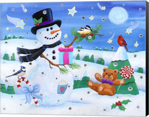 Framed Blue Moon Snowman Print