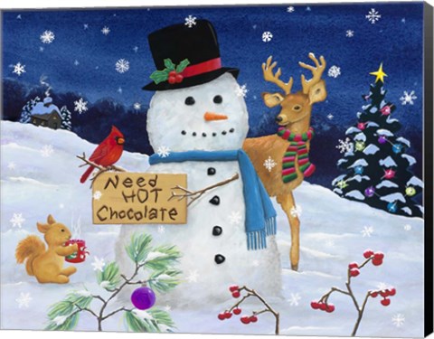Framed Hot Chocolate Snowman Print