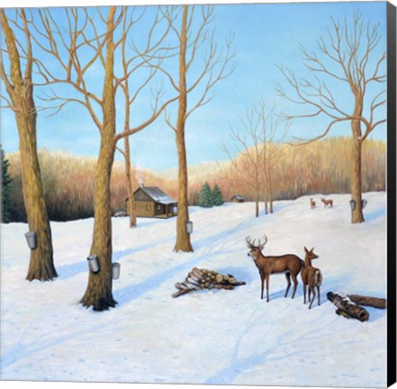 Framed Winter Cabin Print