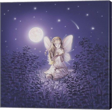 Framed Girl With Night Flower Print