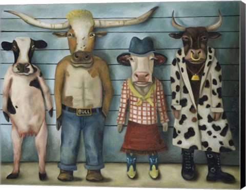 Framed Cattle Line Up Print