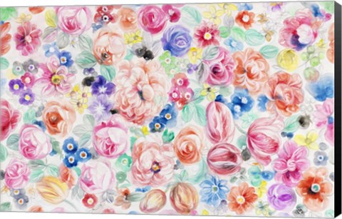 Framed Festive Flower Patterns III Print