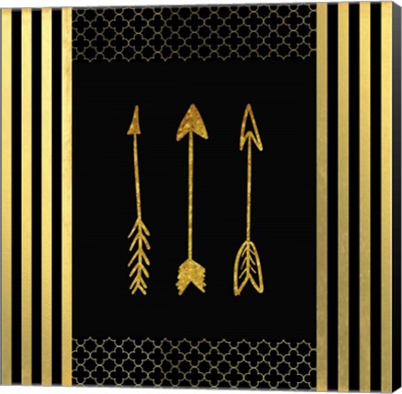 Framed Black &amp; Gold - Feathered Fashion Arrow Print