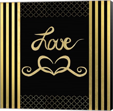 Framed Black &amp; Gold - Feathered Fashion Love Print