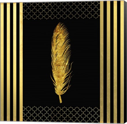 Framed Black &amp; Gold - Feathered Fashion Print