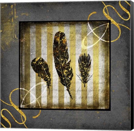 Framed Black &amp; Gold - Feathers Print