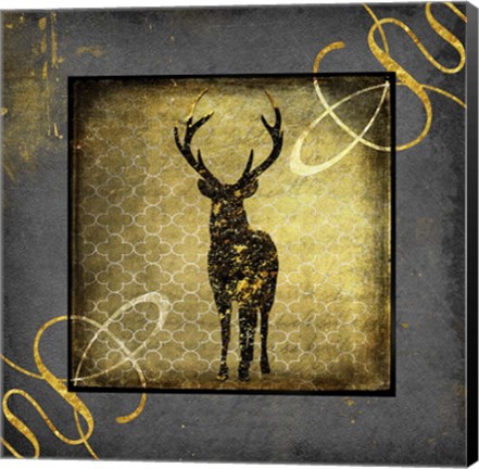 Framed Black &amp; Gold - Stag Print