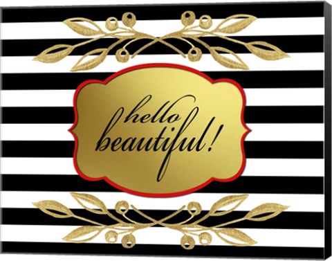 Framed Gold Hello Beautiful Print