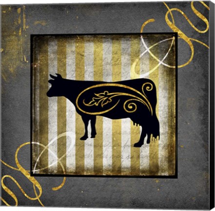 Framed Gold Welcome To Our Bistro Cow 2 Print