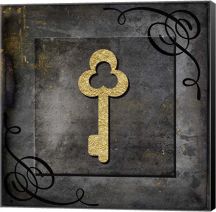 Framed Grunge Gold Crown Key Print