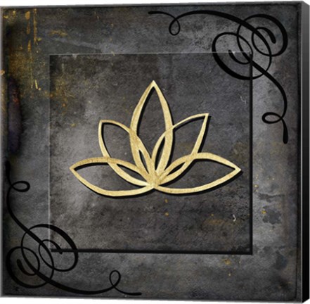 Framed Grunge Gold Crown Lotus Print