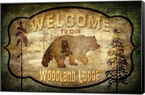 Framed Welcome - Lodge Black Bear 1 Print