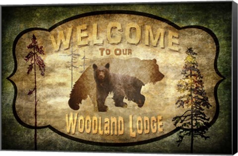Framed Welcome - Lodge Black Bear 2 Print