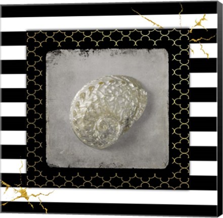 Framed Golden Sea With Stripes 2 Print