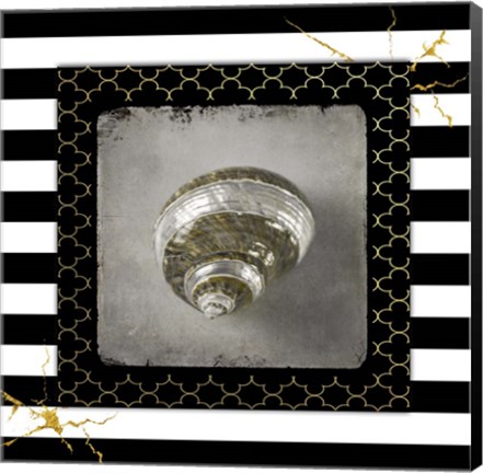 Framed Golden Sea With Stripes 3 Print