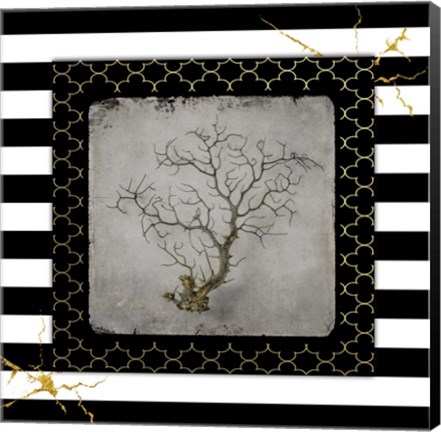 Framed Golden Sea With Stripes 4 Print