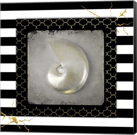 Framed Golden Sea With Stripes 5 Print