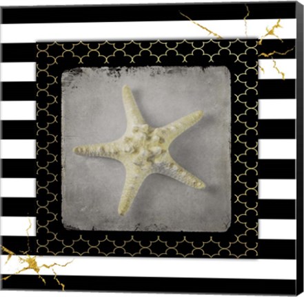 Framed Golden Sea With Stripes Print