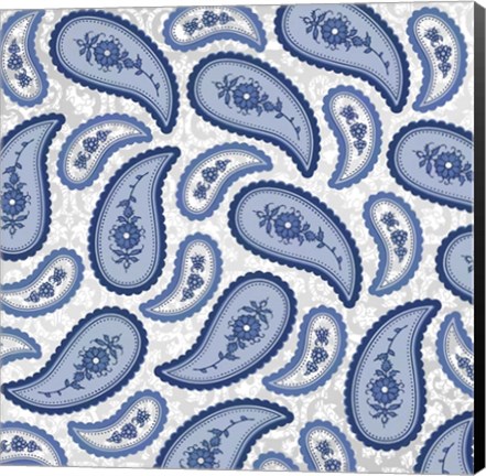 Framed Camo Paisley 4 Blue 2 Print