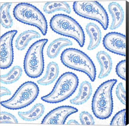 Framed Camo Paisley 4 Blue 3 Print