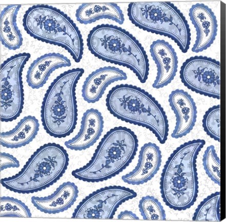 Framed Camo Paisley 4 Blue Print