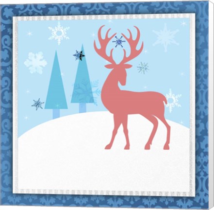 Framed Christmas Deer 2 Print