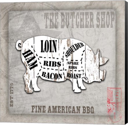 Framed American Butcher Shop Print