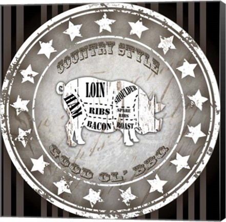 Framed Good Ol' BBQ Square Pig Print