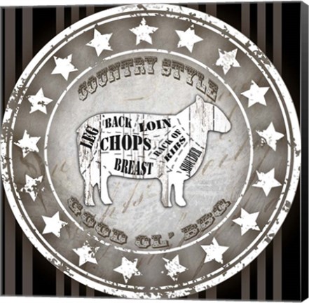 Framed Good Ol' BBQ Square Sheep Print