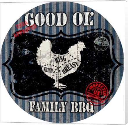 Framed Good Ol&#39; Family BBQ Round Chicken Print