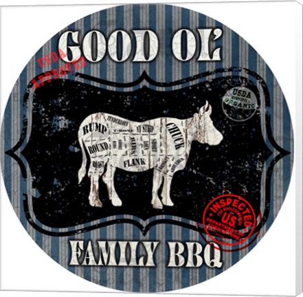 Framed Good Ol&#39; Family BBQ Round Cow Print