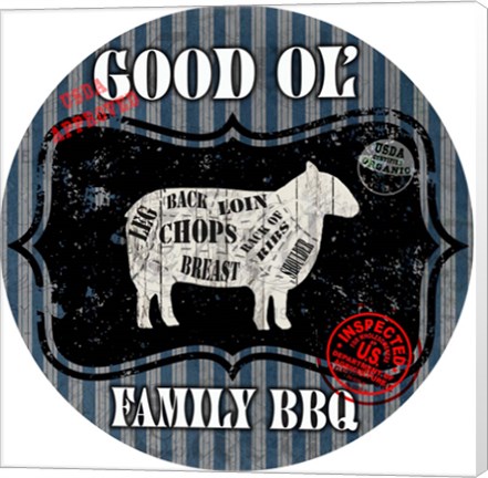 Framed Good Ol&#39; Family BBQ Round Print