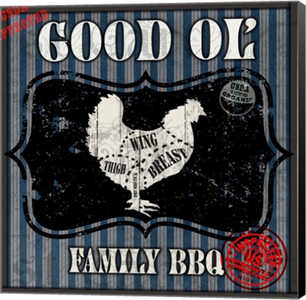 Framed Good Ol&#39; Family BBQ Square Chicken Print