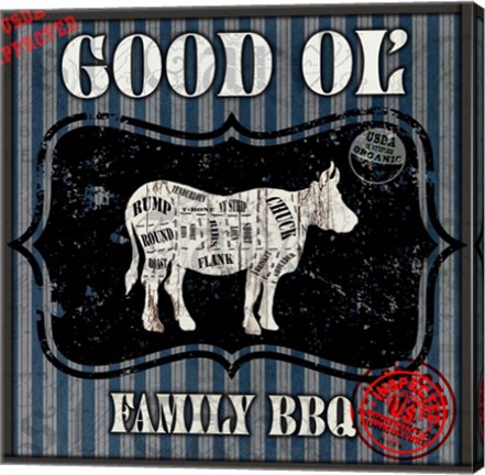 Framed Good Ol' Family BBQ Square Cow Print