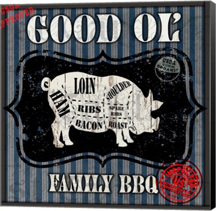 Framed Good Ol&#39; Family BBQ Square Pig Print