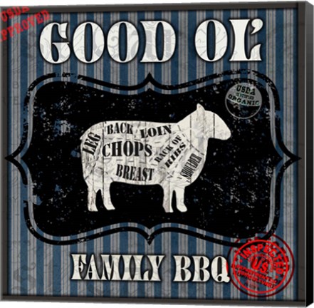 Framed Good Ol' Family BBQ Square Sheep Print