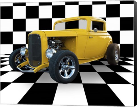 Framed Yellow Hotrod Print