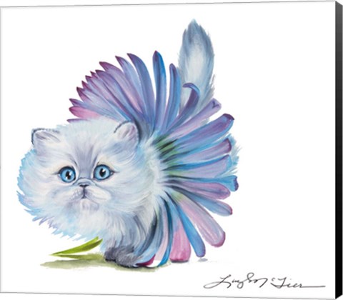 Framed Kitten Ballerina Daisy Flower Stare Persian Cat Print