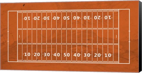 Framed American Football Field Orange Print