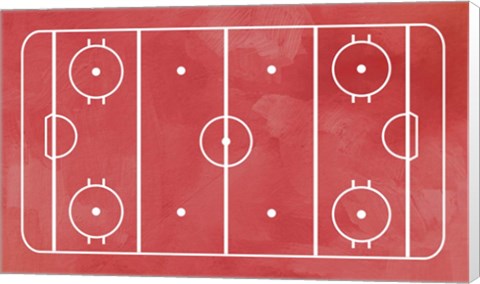 Framed Ice Hockey Rink Red Paint Print