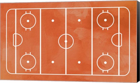 Framed Ice Hockey Rink Orange Paint Print