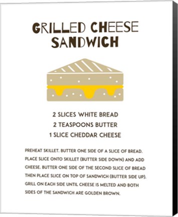 Framed Grilled Cheese Sandwich Recipe White Print