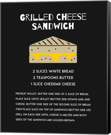 Framed Grilled Cheese Sandwich Recipe Black Print