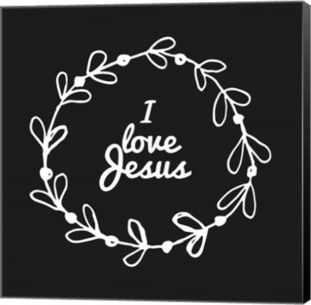 Framed I Love Jesus - Wreath Doodle Black Print