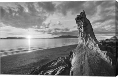 Framed Samish Bay Sunset I BW Print