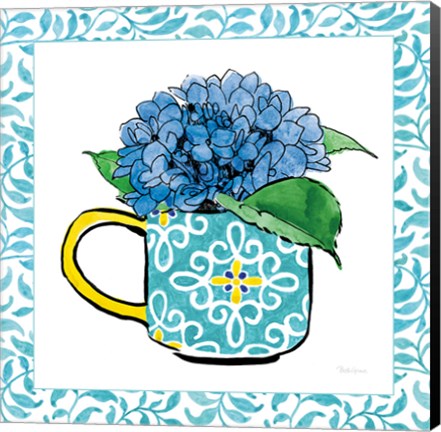 Framed Floral Teacup III Vine Border Print