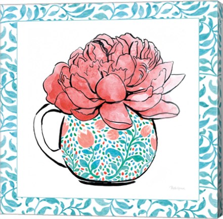 Framed Floral Teacup I Vine Border Print